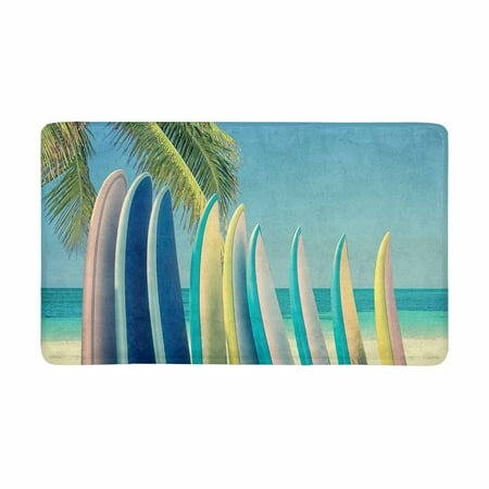 Mkhert Summer Colorful Surfboards On Tropical Beach With Palm Tree