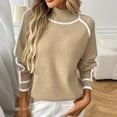 thumbnail image 4 of Generic Women's Mock Turtleneck Sweaters 2025 Fall Winter Casual Long Sleeve Color Block Pullover Sweater Soft Knitted Tops, 4 of 5
