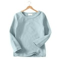 thumbnail image 6 of alcepopk Girls Long Sleeve Shirts Kids Crewneck T-Shirts Fall Tops Tees(Light Blue,8-9 Y), 6 of 7