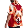 thumbnail image 3 of Pixel Dog Men's Button Down Hawaiian Print Short Sleeve Casual Summer Beach Shirts, 3 of 6