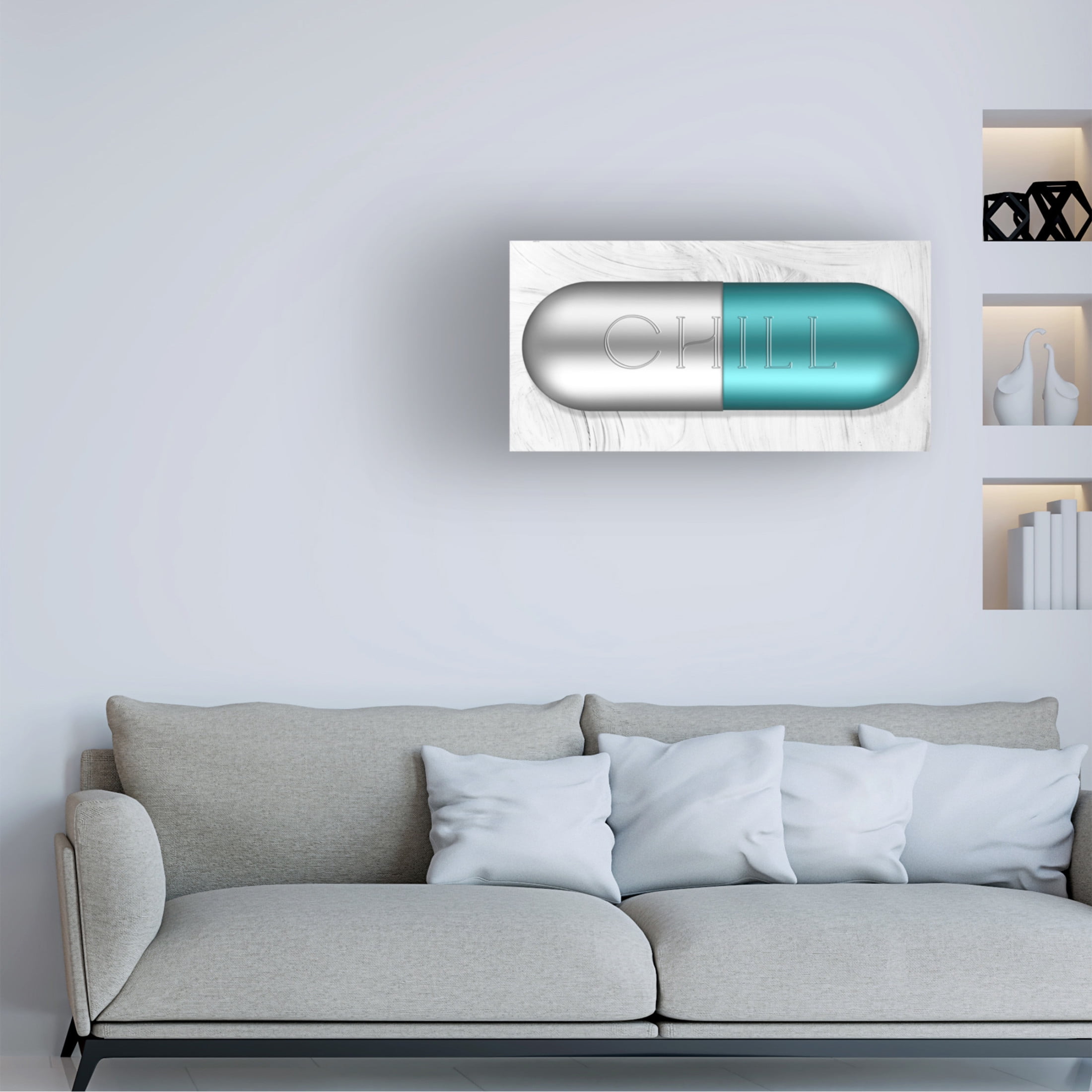 Canvas Wall Art - Sasha 'Chill Pill' Wall Art for Living Room, Bedroom, or Office Décor by Trademark Fine Art - 24 x 12 Inches