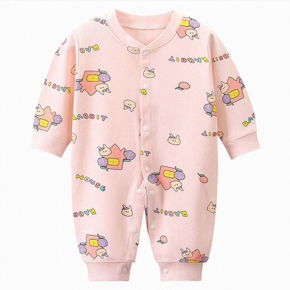 Gerichy Newborn Baby Girls Boys Cotton Romper Outfits Infant Long Sleeve One-Piece 0 3 6 12 18 Months Toddler Button Jumpsuits