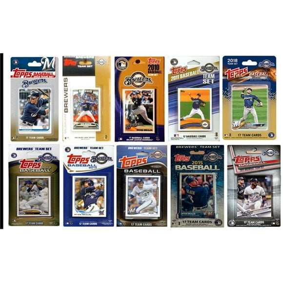 C&I Collectables BREWERS1019TS MLB Milwaukee Brewers 10 Different Licensed Trading Card Team Sets