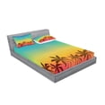 thumbnail image 2 of Ambesonne Tropical Fitted Sheet & Pillow Sham Set, Palm Tree Tops on Island, Full, Multicolor, 2 of 2