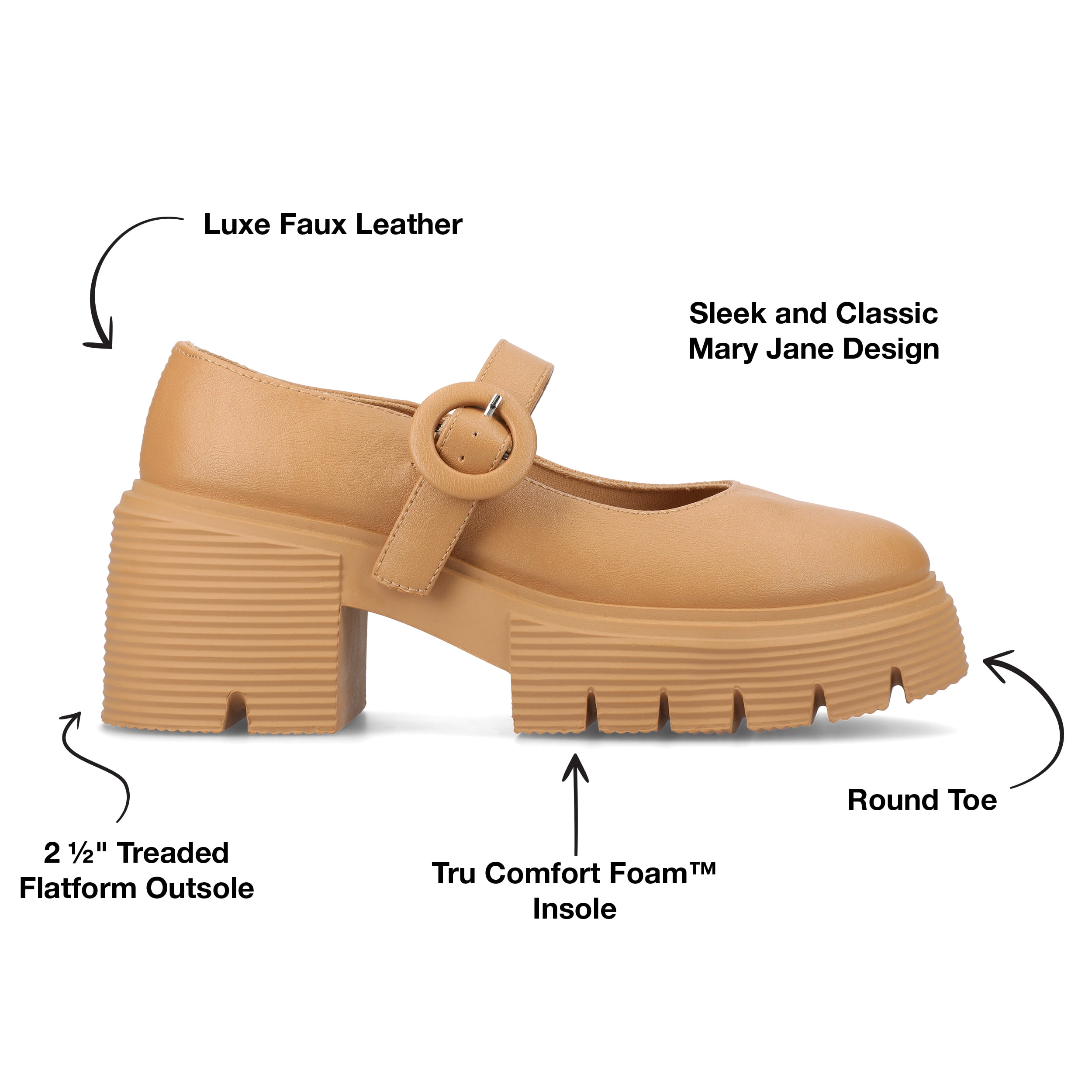 Journee Womens Zarynn Treaded Outsole Platform Mary Jane