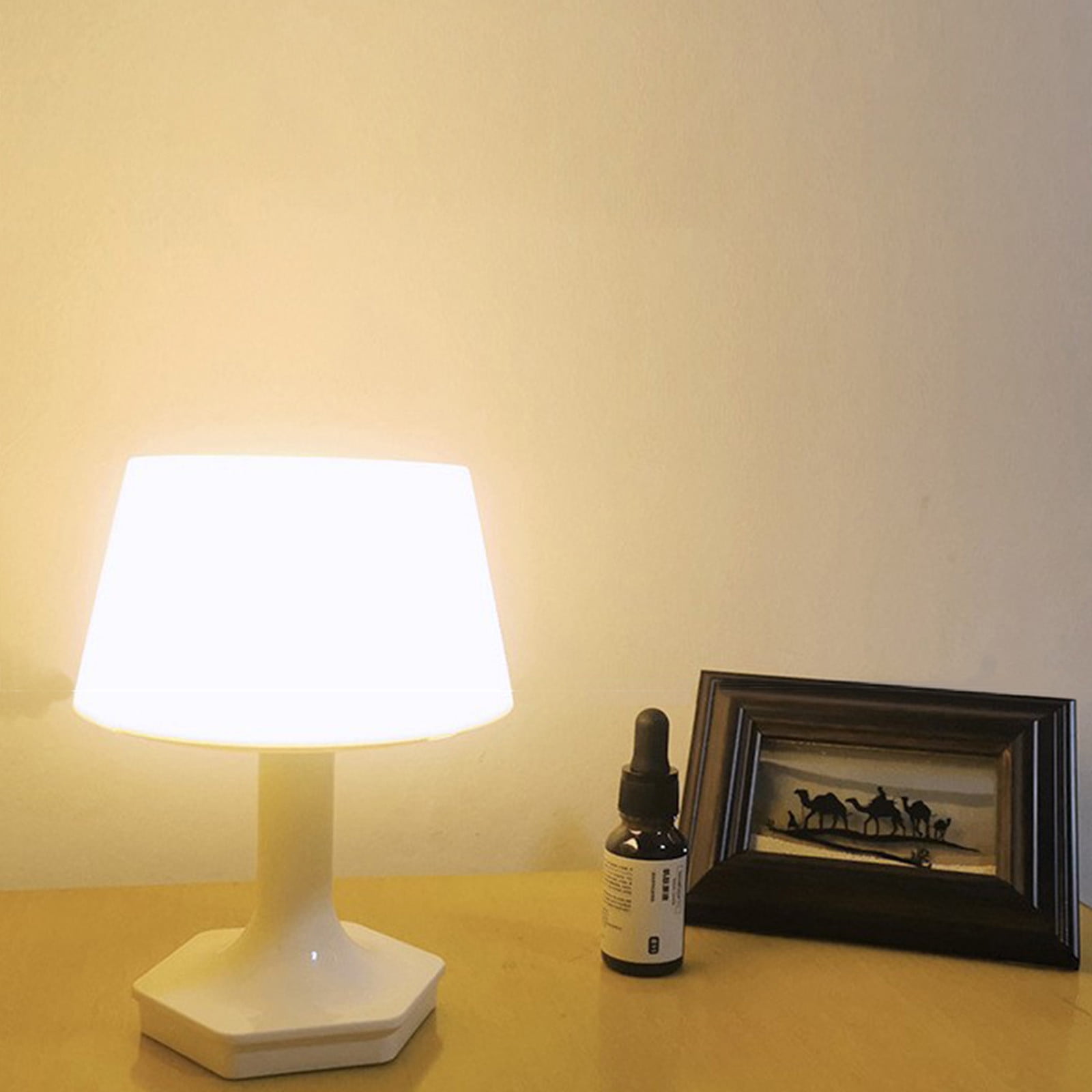 Hvmvliv Desk Lamp Bedside Lamp, 2-Level Dimmable Warm White Lamp and Color Changing Nightstand Light for Bedroom, Living Room, Office(White)