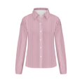 thumbnail image 4 of CLOISE Blouses for Women Fall Trendy Striped Tops Lapel Long Sleeve Shirts Loose Button Down Color Block Basic Blouses Y2k Outfits Pink XL, 4 of 4