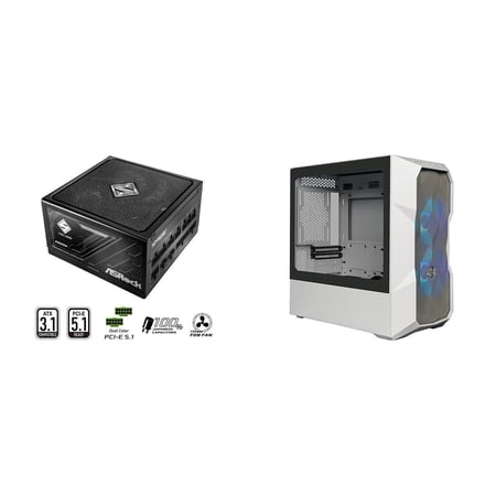 ASRock SL-1200G Gold 1200W Full Modular Power Supply Cooler Master TD300 Mesh TD300-WGNN-S00 White Computer Case
