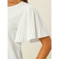 thumbnail image 5 of INSPIRE CHIC Flutter Sleeve Tops for Women's Round Neck Short Sleeve Blouse, 5 of 5