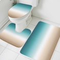 thumbnail image 3 of Teal Beige Ombre Cream Bath Mat 3 Piece Bathroom Rug Set,Modern Turquoise Abstract Art Aesthetics Non Slip Bath Rug Contour Mat and Toilet Lid Cover,Absorbent Shower Mats Soft Bath Rugs and Mats Sets, 3 of 8