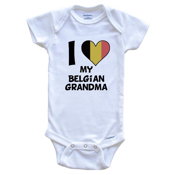 I Heart My Belgian Grandma Belgium Flag Baby Bodysuit, 0-3 Months White