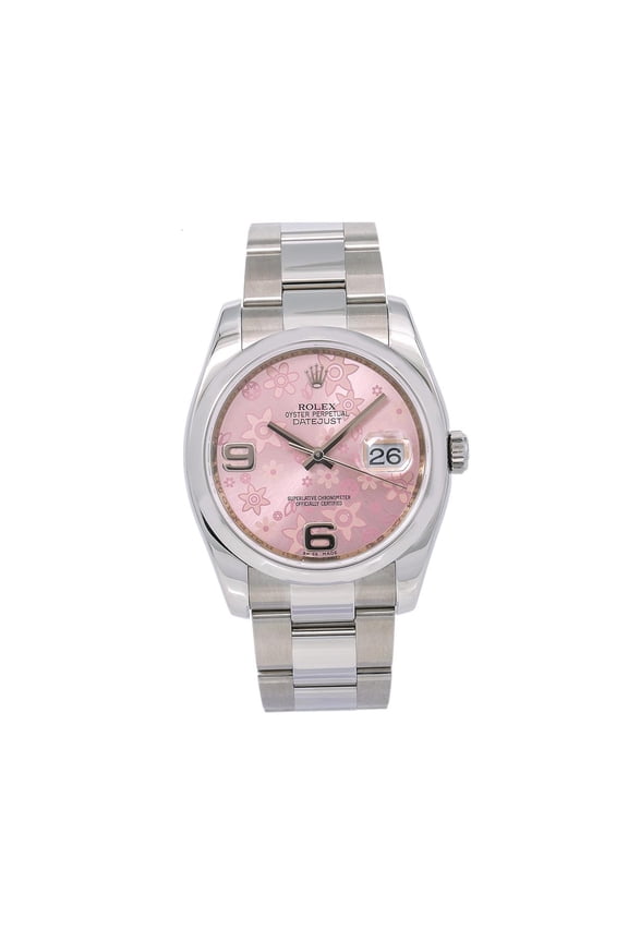 Pre-Owned Rolex Datejust 116200 36MM Pink Floral Dial With Stainless Steel Oyster Bracelet
