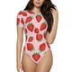 thumbnail image 1 of Balery Strawberries Body de cuello redondo de manga corta para mujer Tops de manga corta Tops básicos-Large, 1 of 7