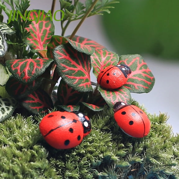 LABSERRON Car Decor Accessories 300Pcs Red Wood Shape Mini Ladybugs Model