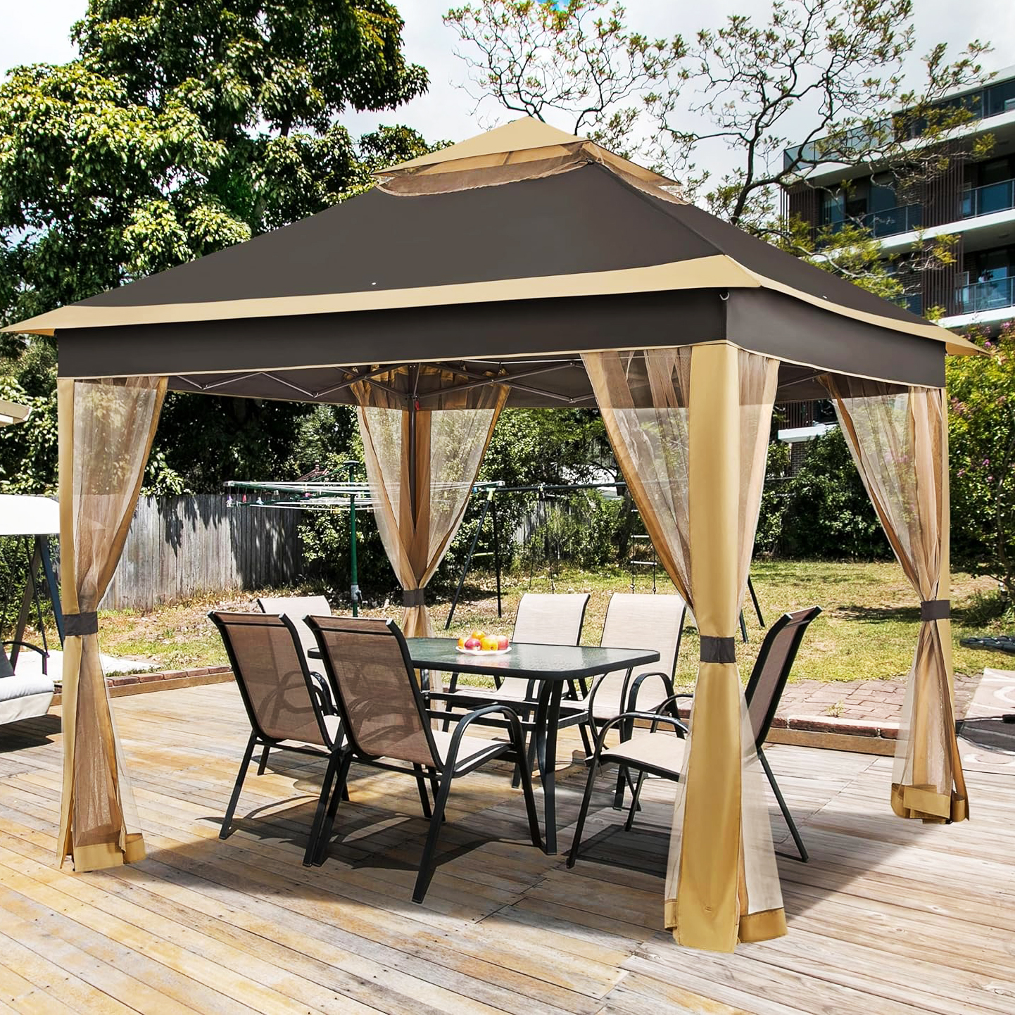 11x11 Pop Up Gazebo Outdoor Canopy Shelter, Instant Patio Gazebo Sun ...