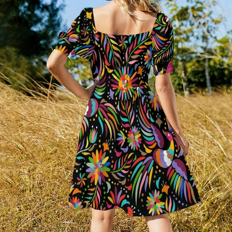 Traditional Mexican Colorful Sleeveless Dress Women long dress Women's  summer dresses loose summer dress prom dresses - Walmart.com