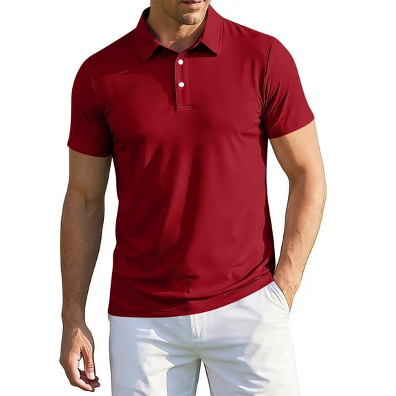 Mens Polo Shirts Short Sleeve Beach Wedding Guest Dress Shirt Relaxed Fit Casual Comfy Moisture Wicking Shirts, 3XL