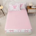 thumbnail image 4 of Manfei Cartoon Loves Print Zipper Twin Comforter Sets with Fitted Sheet and 2 Pillowcases For Kids,Letter Y Initial Monogrammed Zipper Bedding Set For Bowtie Girls,Pink Reversible,4 Pieces, 4 of 7