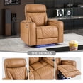 thumbnail image 5 of DFA Electric Power Recliner Chair Set of 3, PU Leather Home Theater Seating with USB Port, LED Light, Hidden Arm Storage & Cup Holders, for Media Living Room, Camel, 5 of 8