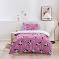 thumbnail image 1 of 3D Panda Rosa Patrón Funda nórdica Set Ropa de cama Set Funda nórdica Fundas de almohada 168, 1 of 8
