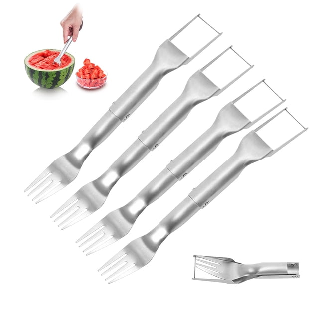 Birdeem Foldable Stainless Steel Watermelon Cutter Multifunctional Watermelon Fork Watermelon Dividerblock Cutter Fruit Fork