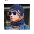 thumbnail image 5 of Spencer 2Pcs Winter Beanie Hat Scarf Set Lined Warm Knitted Hat Thick Skull Cap for Men Women "Blue", 5 of 6