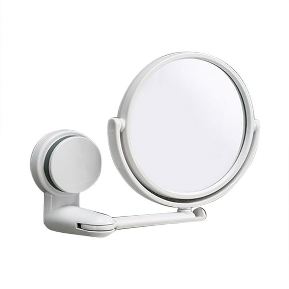 Folding Wall Mounted Makeup Mirror, Double-Sided Magnifying Mirror with 360° Rotation, ABS Material and Suction Cup for Bathroom and Vanity, Space-Saving Design with Hook