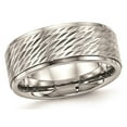 thumbnail image 1 of Mens Stainless Steel 9mm Brushed Center Ridged Edge Diamond Cut Ring, 1 of 4