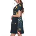 thumbnail image 2 of Fotbe Robe Motif Aigle Chauve Nord-Américain Décontractée Mode Femme Manches Courtes Robe Maxi Robe T-Shirt Rayée Longue à Blocs de Couleur, 2 of 6