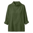 thumbnail image 5 of Womens Cowl Neck Cotton Linen Tops Casual Trendy Lightweight Fall Long Sleeve Loose Fit Blouse Green 2XL, 5 of 8