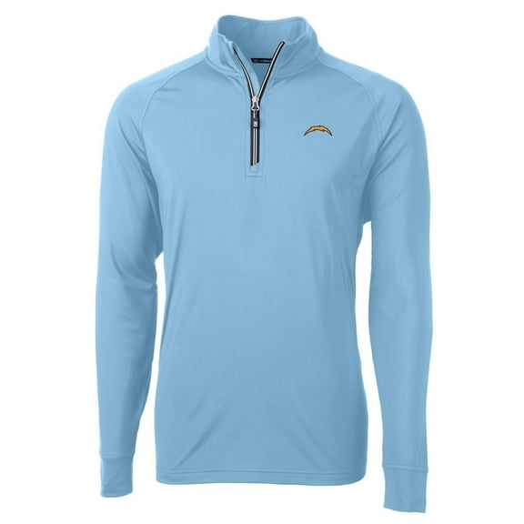 Men's Cutter & Buck Light Blue Los Angeles Chargers Adapt Eco Knit Quarter-Zip Pullover Jacket