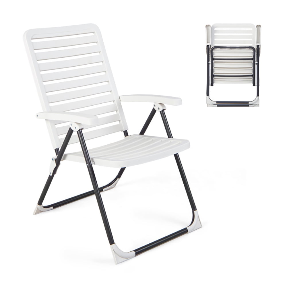 Aimee Lii 2 Pieces PP Folding Patio Chaise Lounger with 7-Level Backrest, Patio Loungers