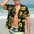 thumbnail image 4 of Uemuo Bees and Sunflowers Printed Regular Fit Short Sleeve Casual Hawaiian Shirt for Men,Aloha shirt,Tropical shirt,Floral print shirt,Vacation Beach shirt-, 4 of 9