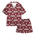 thumbnail image 3 of CAIVO 2 Piece Pajama Sets Children's Short Sleeve Lapel Button Down Shirts Tops With Shorts Set Christmas With Pockets Sleepwear, 3 of 6