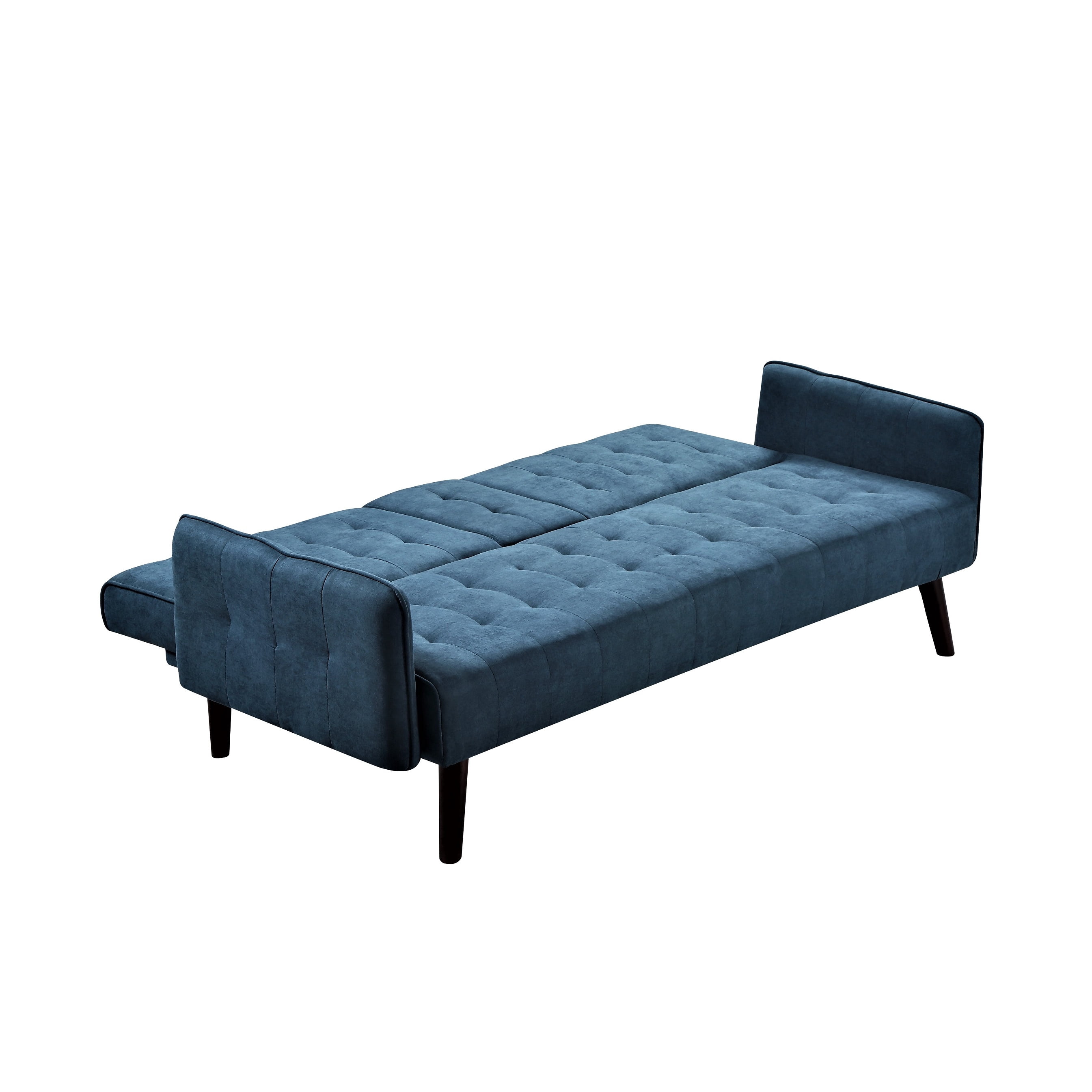 BSHTI 72" Linen Sleeper Sofa Bed with Folding Backrest,Adjustable Back, Drop-Down Table with Cup Holder for Living Room（Light Blue）