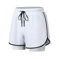 thumbnail image 2 of BXINGOHAI Men's 5" Running Shorts with Compression Liner Pockets, Athletic 2 in 1 Shorts for Workout Gym Quick Dry White,XL, 2 of 6