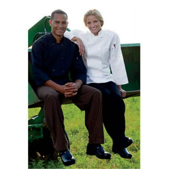 10 Button, 3/4 Sleeve Chef Coat Black (Size: S)