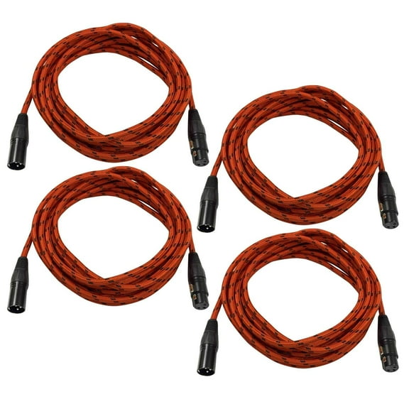 Clutch 20' Red Braided Sure-Fit XLR Female to XLR Male Microphone / Speaker Cable (4 pack)