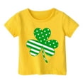 thumbnail image 3 of T-shirts Filles Enfant Pâques Mignon Saint Pat Col Rond Manches Courtes Tee Été Décontracté Hauts Filles, Tees Jaune 1 An-2 Ans, 3 of 4