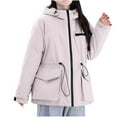 thumbnail image 2 of Black*Friday on Sale ChaoHeng Winter Jackets for Women Plus Size Women's Solid Color Longline Quilted Coat,3/4 Sleeve Zip Up Jacket with Drawstring and Fleece Lining, 2 of 5