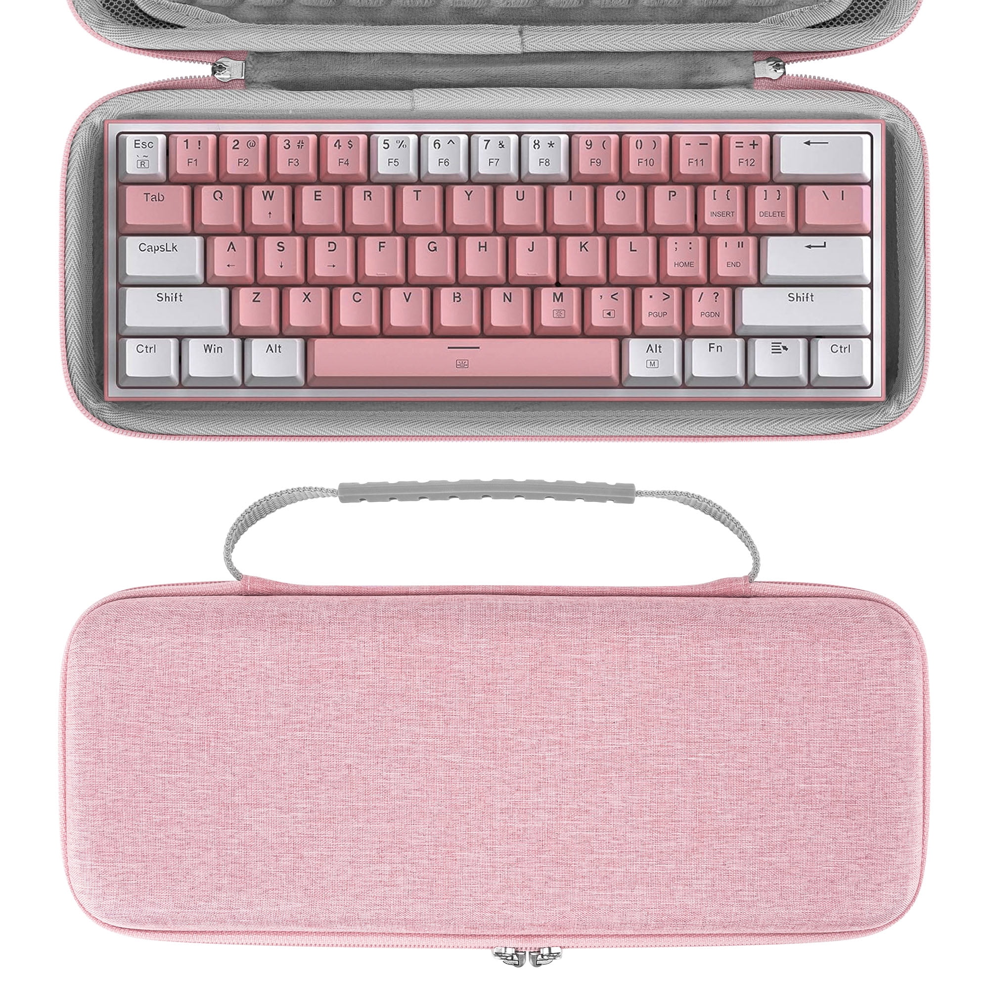 Geekria 60% Compact Keyboard Case, Hard Shell Travel Bag for 61 Keys Computer Mechanical Keyboard, Compatible with SteelSeries Apex Pro Mini / New Apex 9 Mini, HyperX Alloy Origins 60 (Pink)