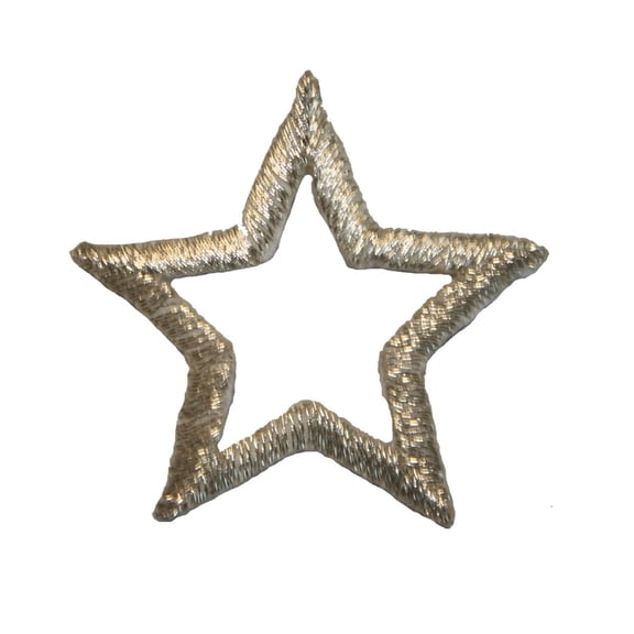 ID 3480 Silver star Outline Patch Sky Craft Shape Embroidered Iron On Applique