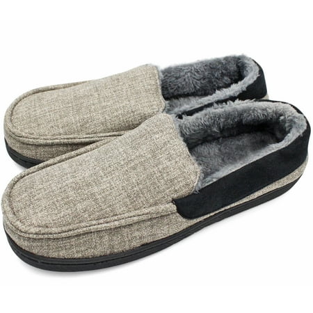 

VENTANA Men s Shoes Moccasin House Slippers | Faux Fur Lined House Shoes Comfy Bedroom Mens Slippers | Fuzzy Breathable Warm Cozy Slip On Slippers Indoor Outdoor