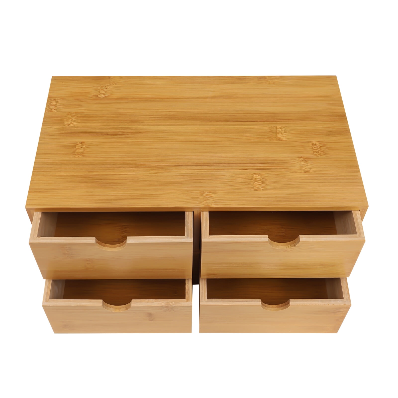 Bamboo Desk Organizer with 4 Drawers, Office Tabletop Storage Organization Box