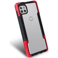 thumbnail image 2 of Nakedcellphone Acrylic Hybrid Series Compatible with Motorola One 5G Ace Case - [Black/Red] Clear Back Panel, TPU Rubber Trim, Anti-Shock Phone Cover for XT2113, 2 of 7