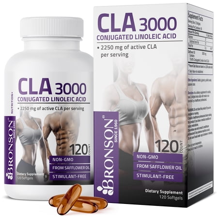 Bronson CLA 3000 Weight Management Non-Stimulating Conjugated Linoleic Acid, Non GMO Safflower Oil, 120 Softgels