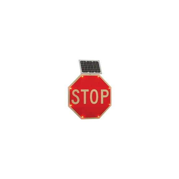 Global Industrial 30"" Solar Flashing LED Stop Sign Octagon