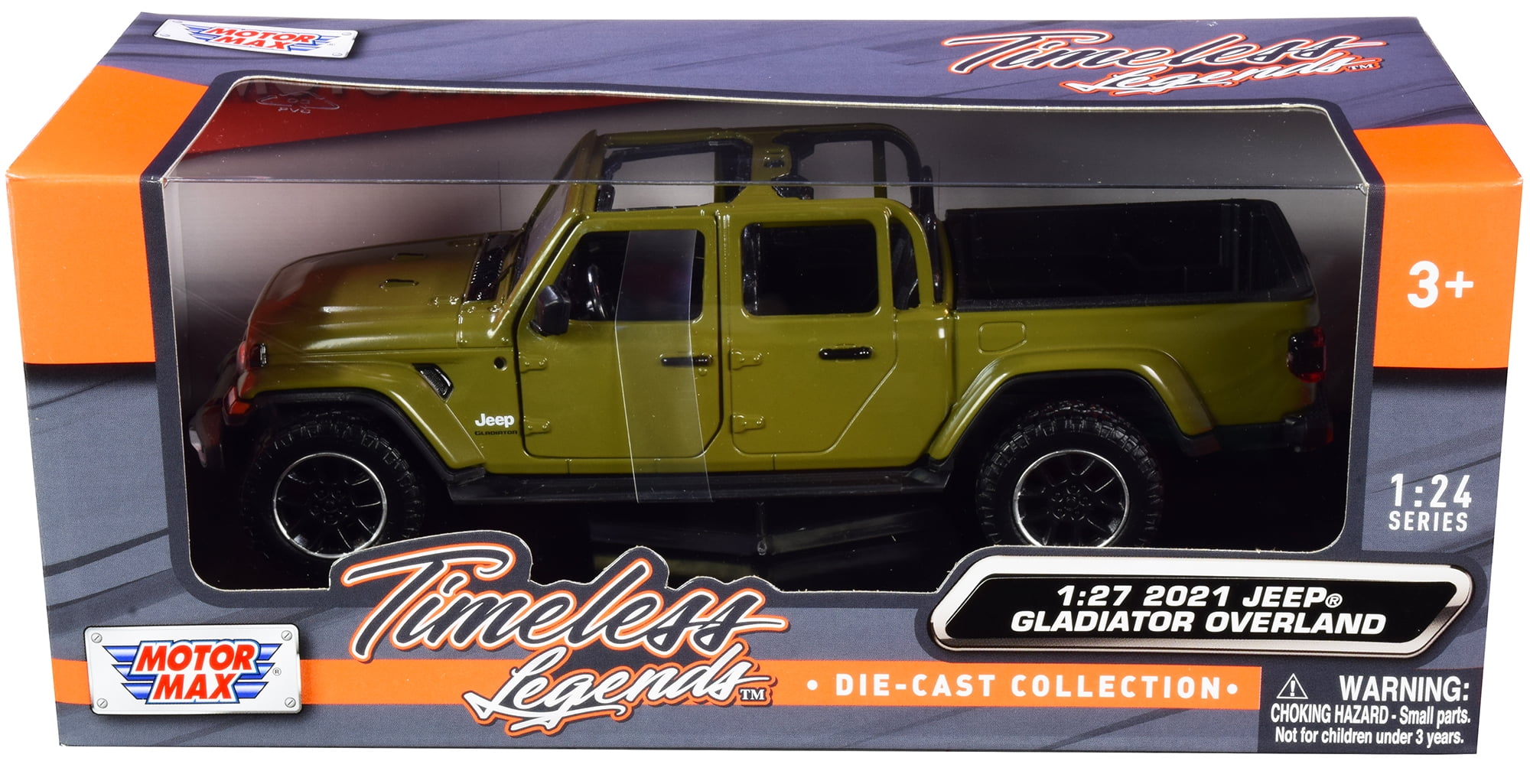 2021 Jeep Gladiator Overland (Open Top) Pickup Truck Matt Green 1/24-1/27 Diecast Model Car by Motormax