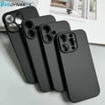 thumbnail image 2 of Funda de teléfono de silicona mate negra de lujo para iPhone 16 15 14 13 12 11 Pro Max 16 15 14 7 8 Plus, carcasa trasera suave de TPU, 2 of 4