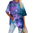 thumbnail image 2 of Likimi Tops For Women Loose Fit Short Sleeve Print Crew Neck Relaxed Fit Fashionable Casual T Shirts Purple Size M, 2 of 4